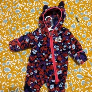 The North Face Kids One Piece in Red and Purple campshire onesie